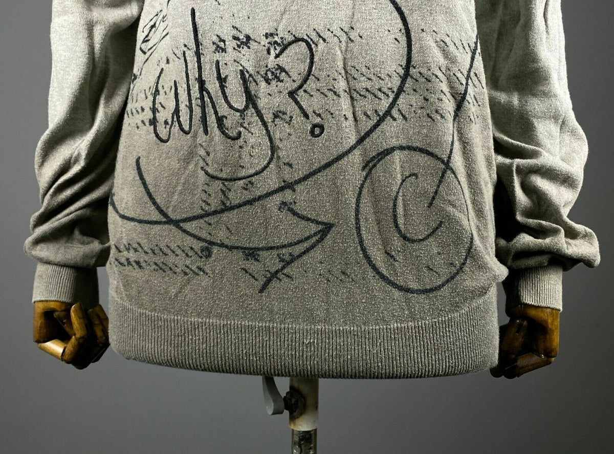 Desigual Why Grey Crew Neck Cotton Jumper Sweater – Women's L