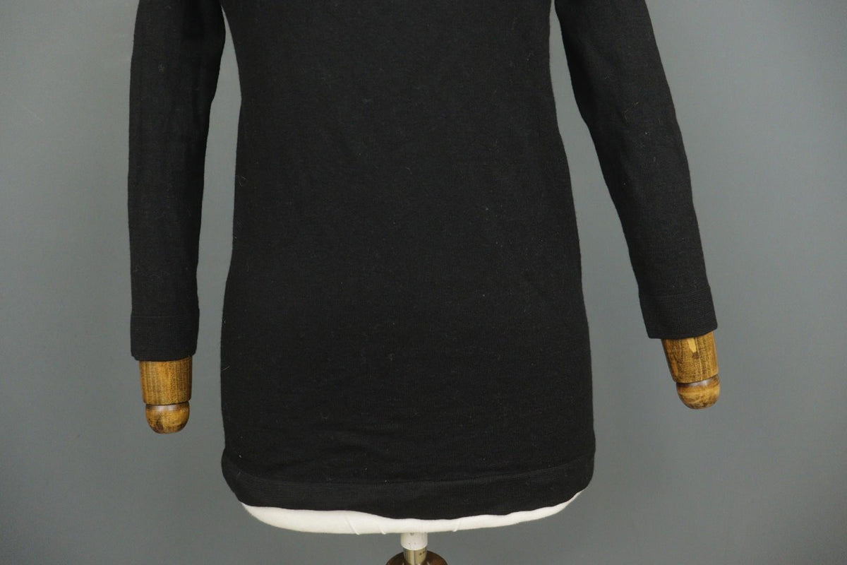 SEZANE Black Turtleneck Raglan Sleeve Button Detailed Pullover Sweater – Size S