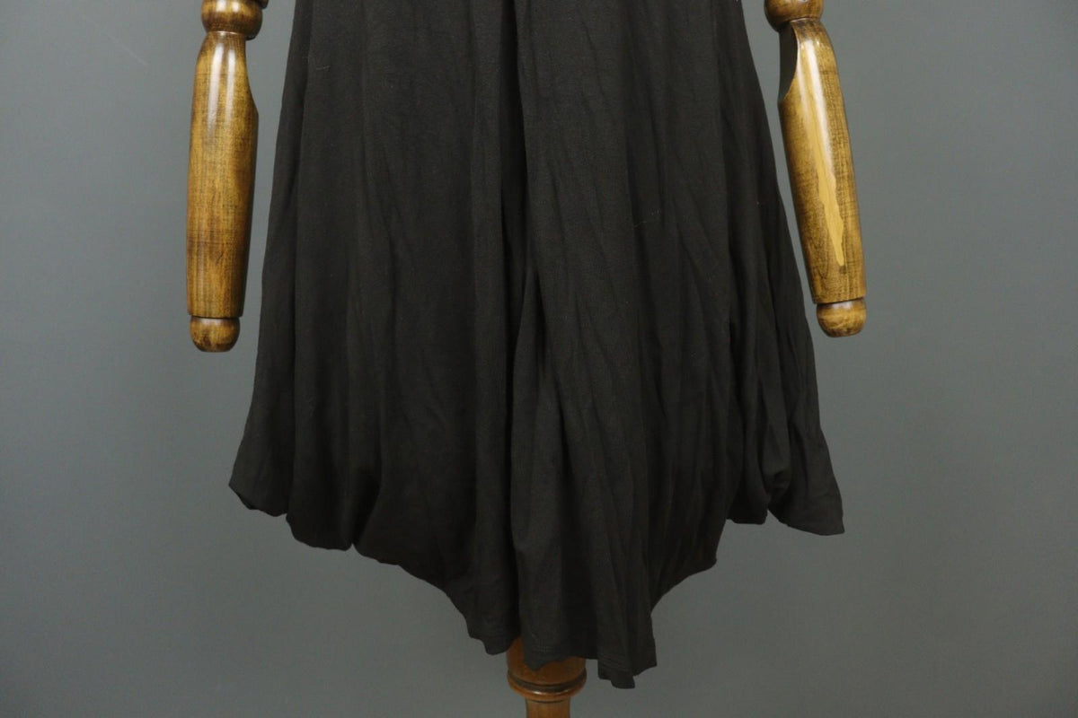 MARIMEKKO Black Viscose Pleated Lagenlook Sleeveless V-Neck Tank Dress – Size S
