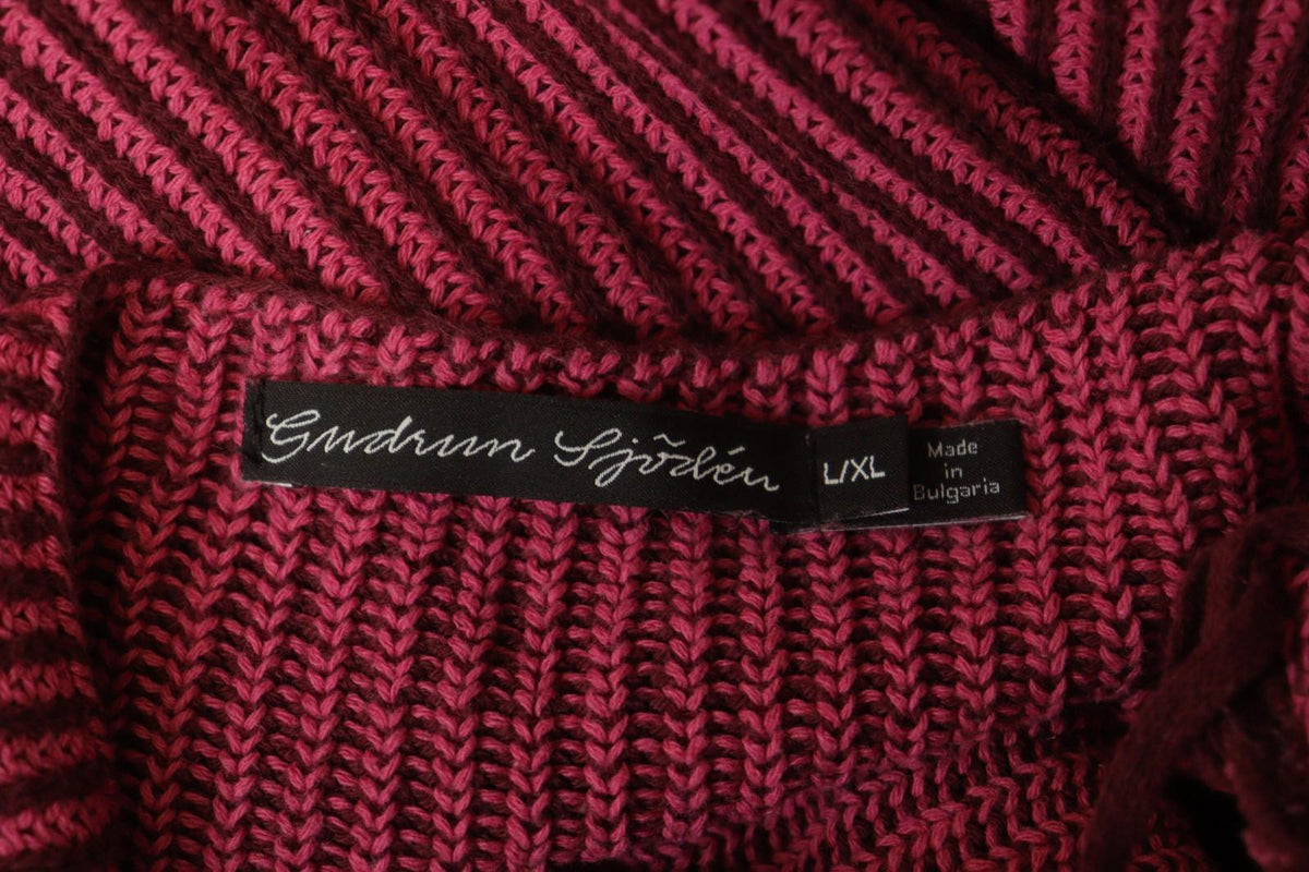 GUDRUN SJODEN Pink 100% Cotton Knit Long Sleeve Round Neck Sweater – Size L/XL