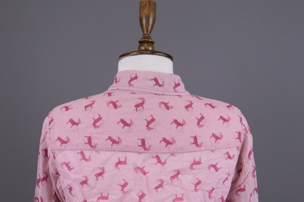 Emily Van Den Bergh Pink Deer Print Long Sleeve Blouse Shirt – Size 36 / S