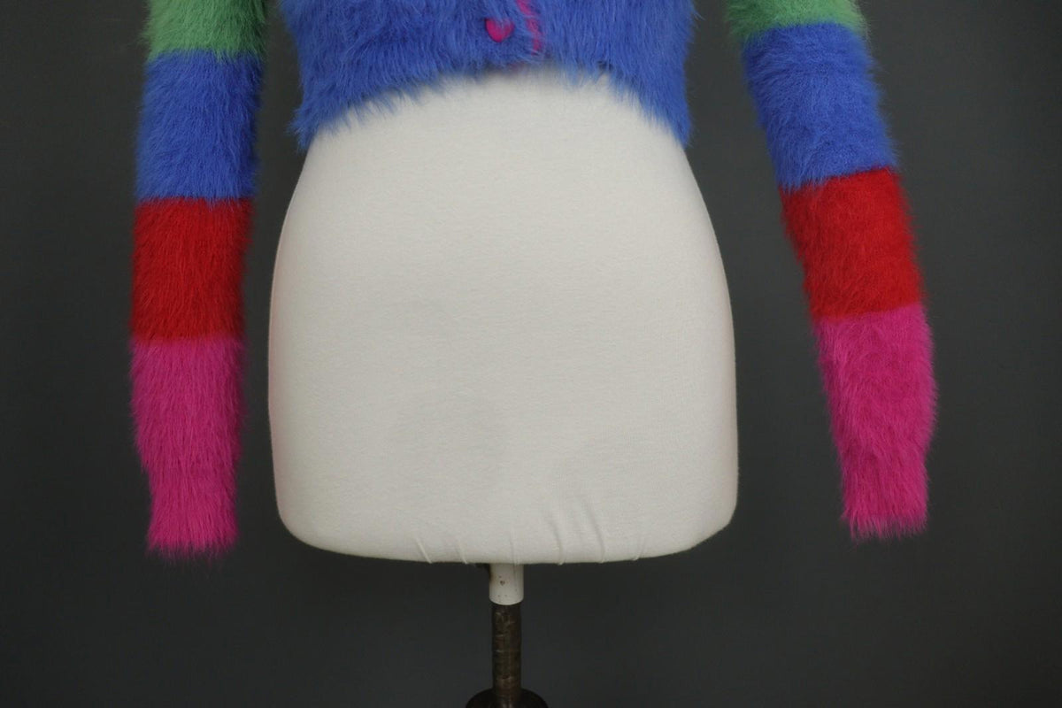 Elder Statesman Colorful 100% Cashmere V-Neck Button Front Cardigan Sweater Sz S