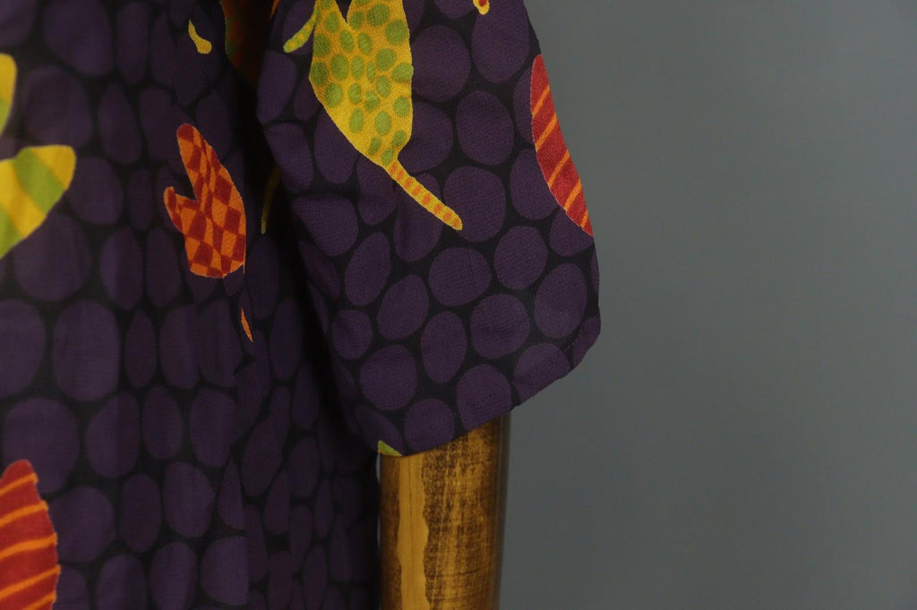 GUDRUN SJODEN Multicolor Printed Long Sleeve Button Front Sheath Dress – Size L