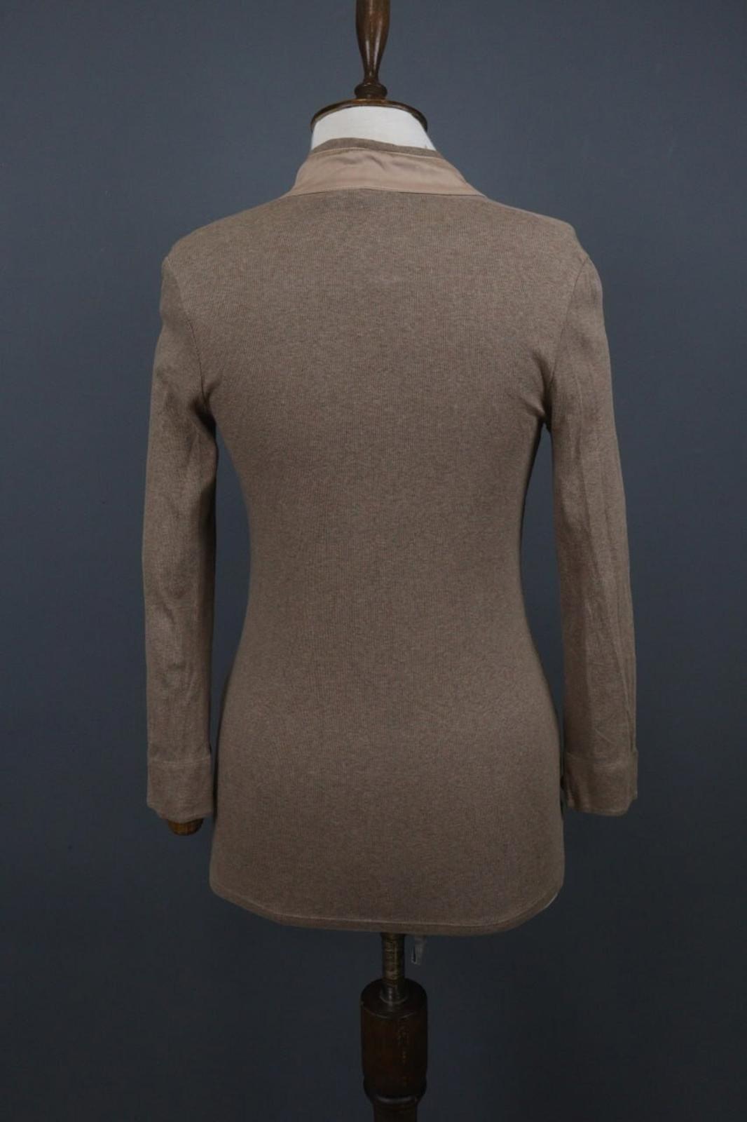 FABIANA FILIPPI Brown Shawl Collar Long Sleeve 3-Button Front Cardigan Sweater