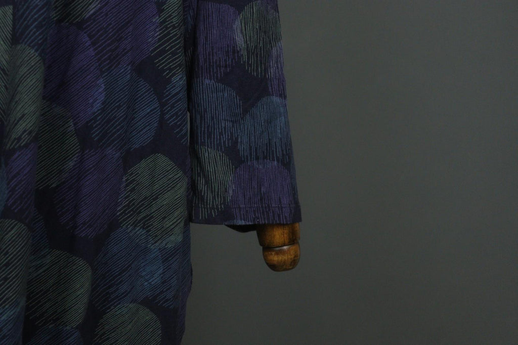 GUDRUN SJODEN Multi Abstract Print Long Sleeve Scoop Neck Sheath Dress M/L