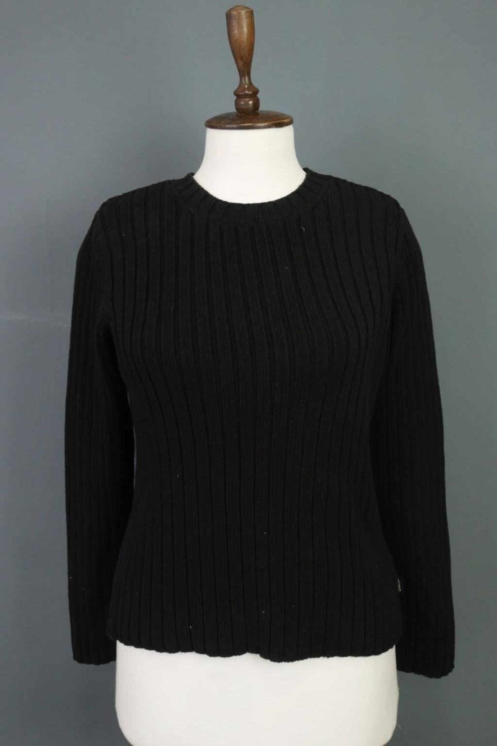 LAUREN RALPH LAUREN Petite Ribbed Black Knit Sweater Sz S