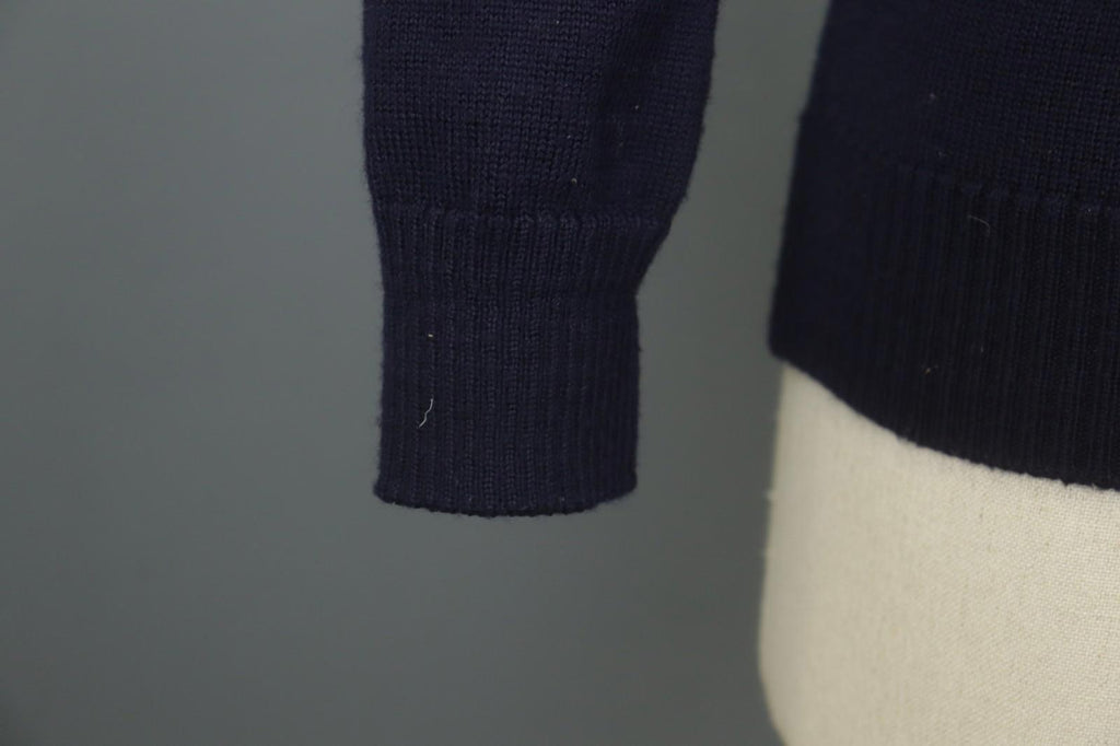 DALE OF NORWAY Navy 100% Wool Knitted Floral Mock Neck 1/4 Zip Sweater – Size XS