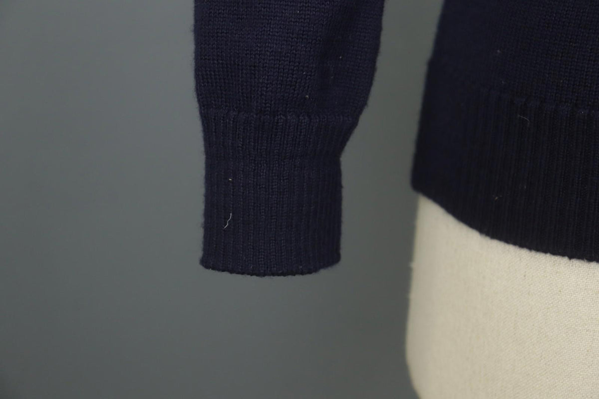 DALE OF NORWAY Navy 100% Wool Knitted Floral Mock Neck 1/4 Zip Sweater – Size XS
