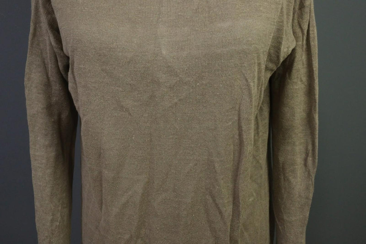 GUDRUN SJODEN Brown Linen Knit Crew Neck Raglan Sleeve Pullover Sweater – Size S