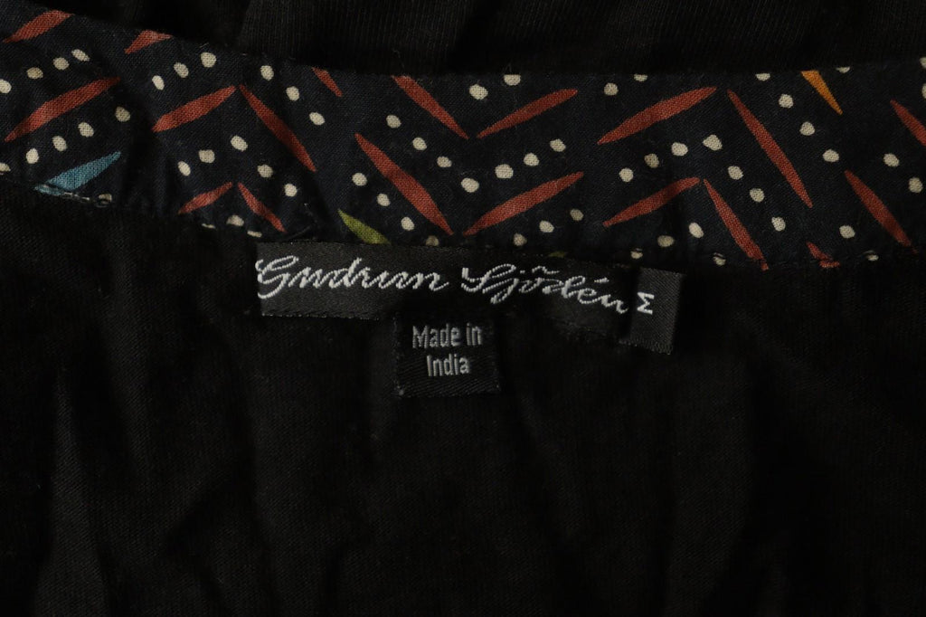 GUDRUN SJODEN Black Lyocell Patch Pocket Round Neck Pullover Shift Dress – Size M