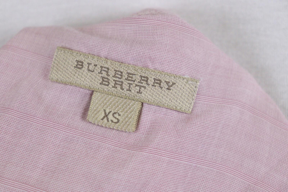 BURBERRY BRIT Pink Lightweight 3/4 Sleeve Stretch Button Down Shirt – Size XS