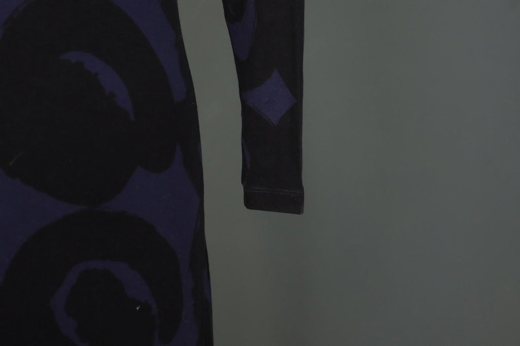 MARIMEKKO Purple Black Printed Viscose Long Sleeve Pullover Shift Dress – Size XS