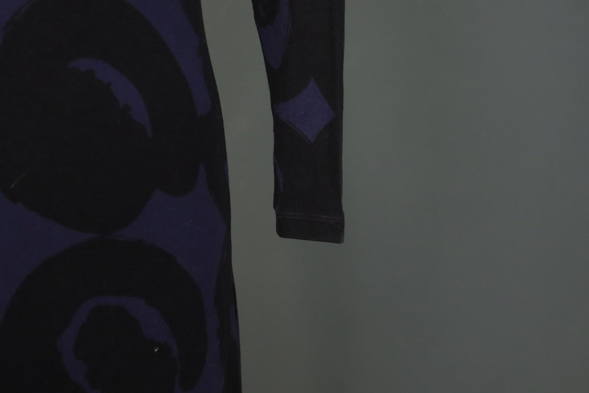 MARIMEKKO Purple Black Printed Viscose Long Sleeve Pullover Shift Dress – Size XS