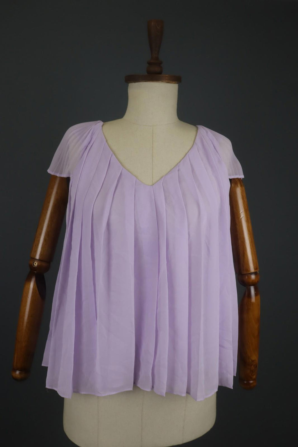 CLAUDIE PIERLOT Pink V-Neck Short Sleeve Pullover Pleated Blouse Top – Size S / M