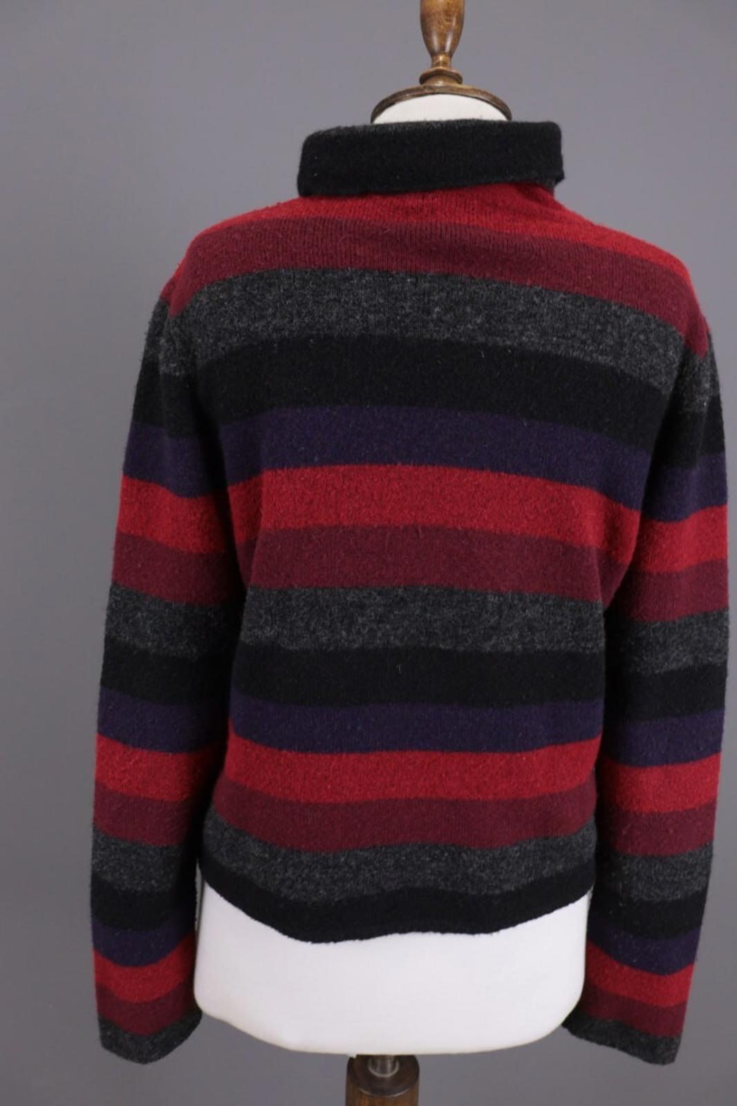 SARAH PACINI Multicolor Wool Striped Turtle Neck Knit Sweater One Size