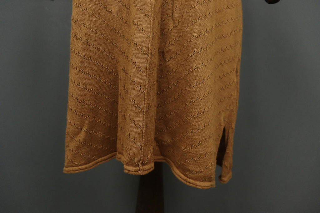 GUDRUN SJODEN Brown Ramie Open Knit Short Sleeve V-Neck Sweater Dress – Size L – Used
