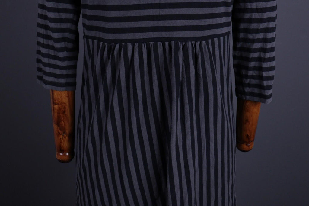 GUDRUN SJODEN Gray Stripe 3/4 Sleeve A-Line Midi Dress – Size S