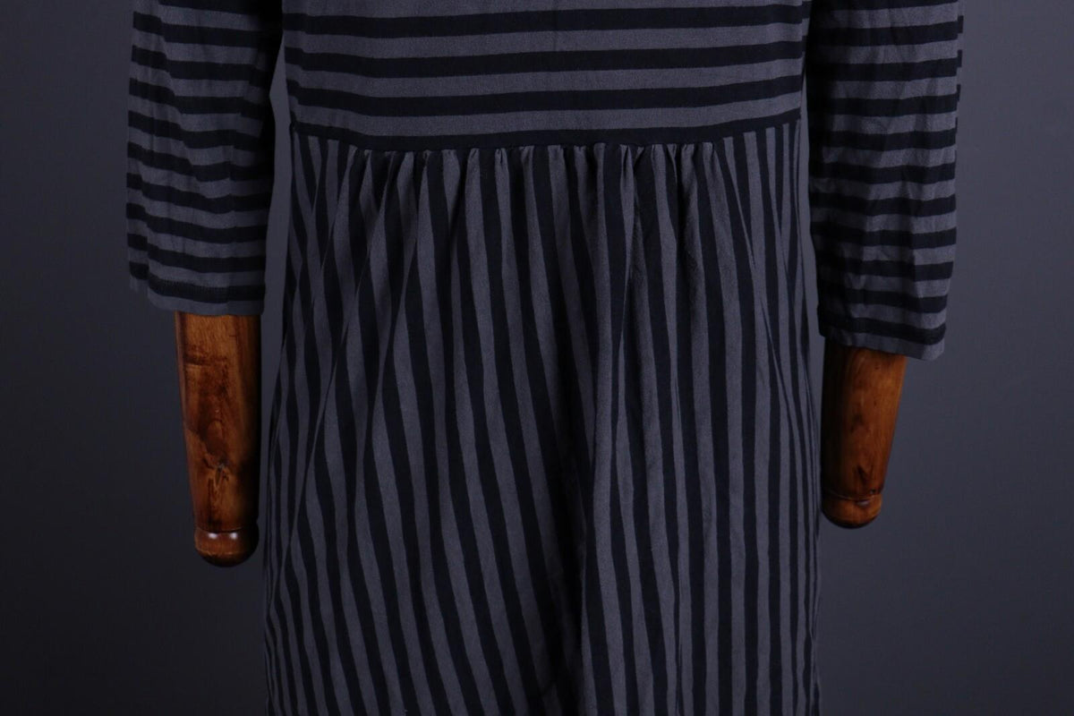 GUDRUN SJODEN Gray Stripe 3/4 Sleeve A-Line Midi Dress – Size S