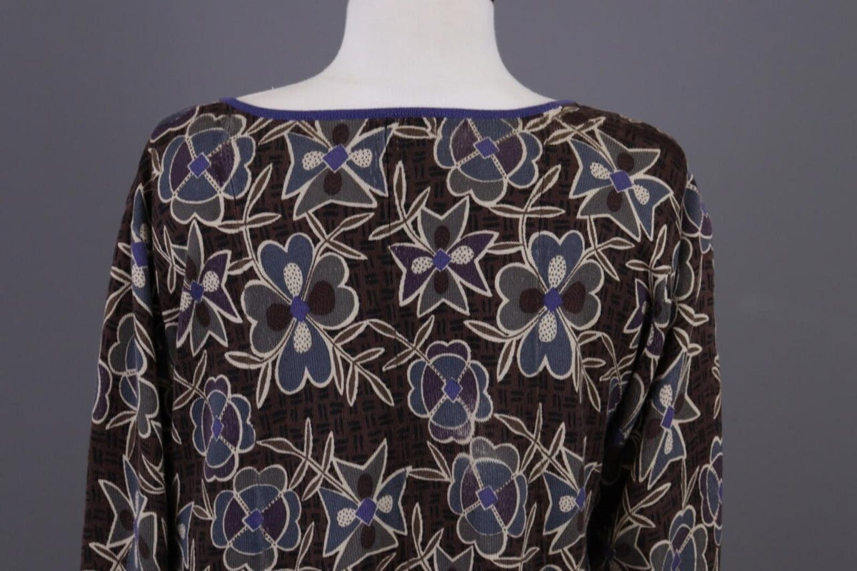 GUDRUN SJODEN Brown Floral Button Down Long Cardigan Sweater – Size M – Used