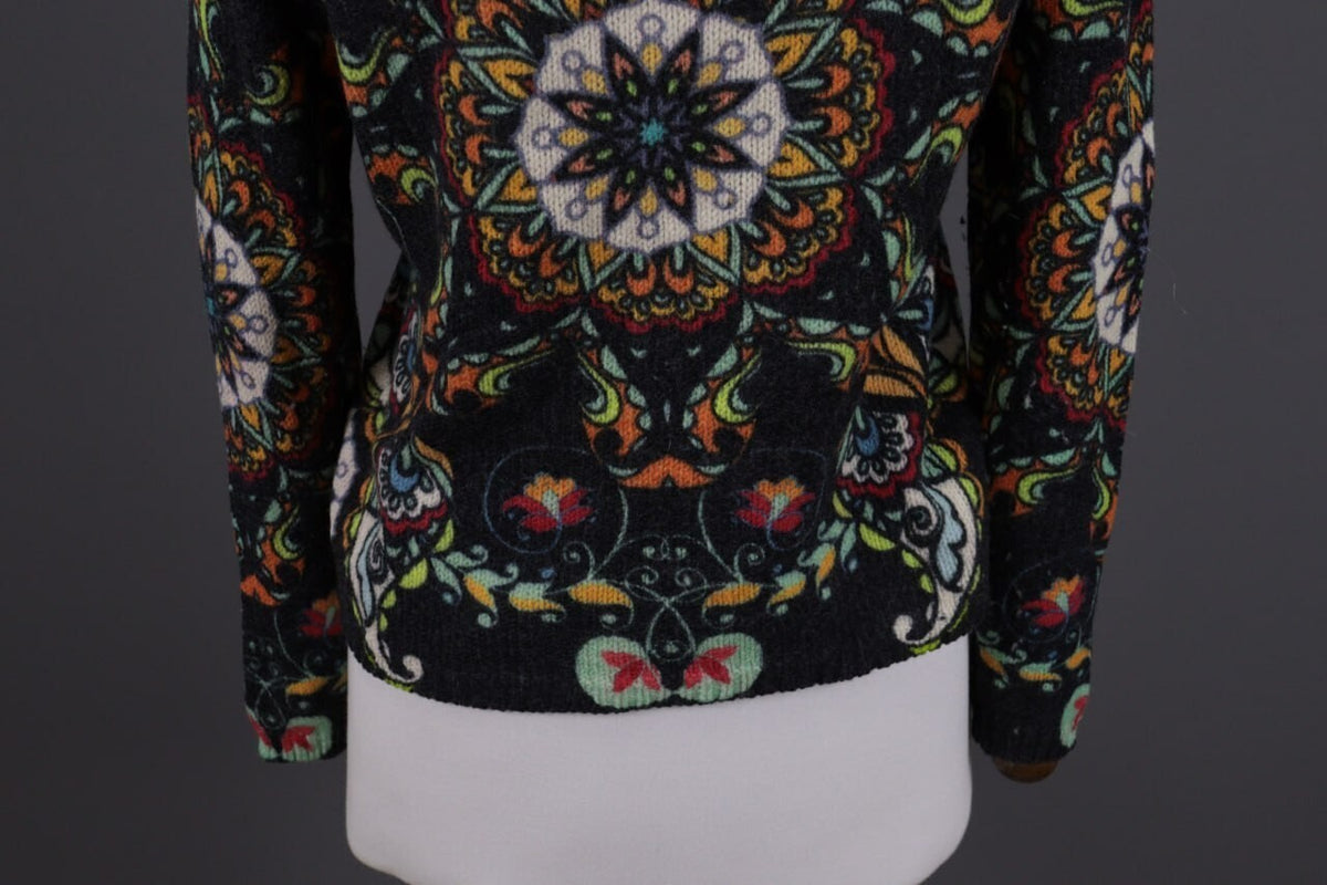 Princess Goes Hollywood Gray Floral Wool Cropped Knit Sweater – Size 36 / M