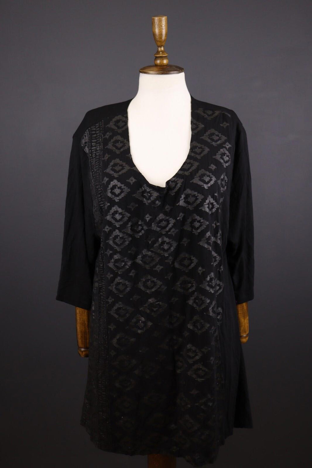 BARBARA SPEER Black Lagenlook Oversize Kaftan Midi Dress Tunic – Size L