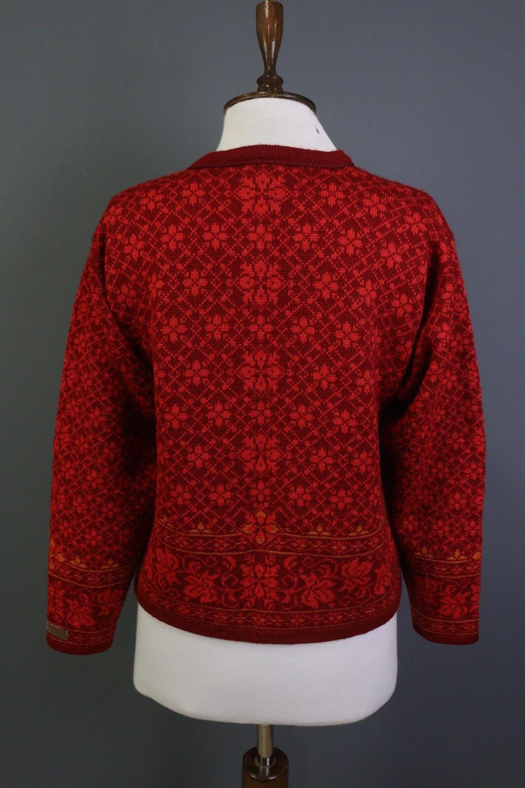 DALE OF NORWAY Red Geometric Wool Knit Button Cardigan Sweater – Size 3