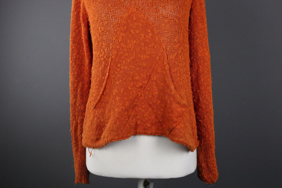 GRIZAS Casual Linen Crochet Knit Designer Acymetric Sweater – Size 36/38