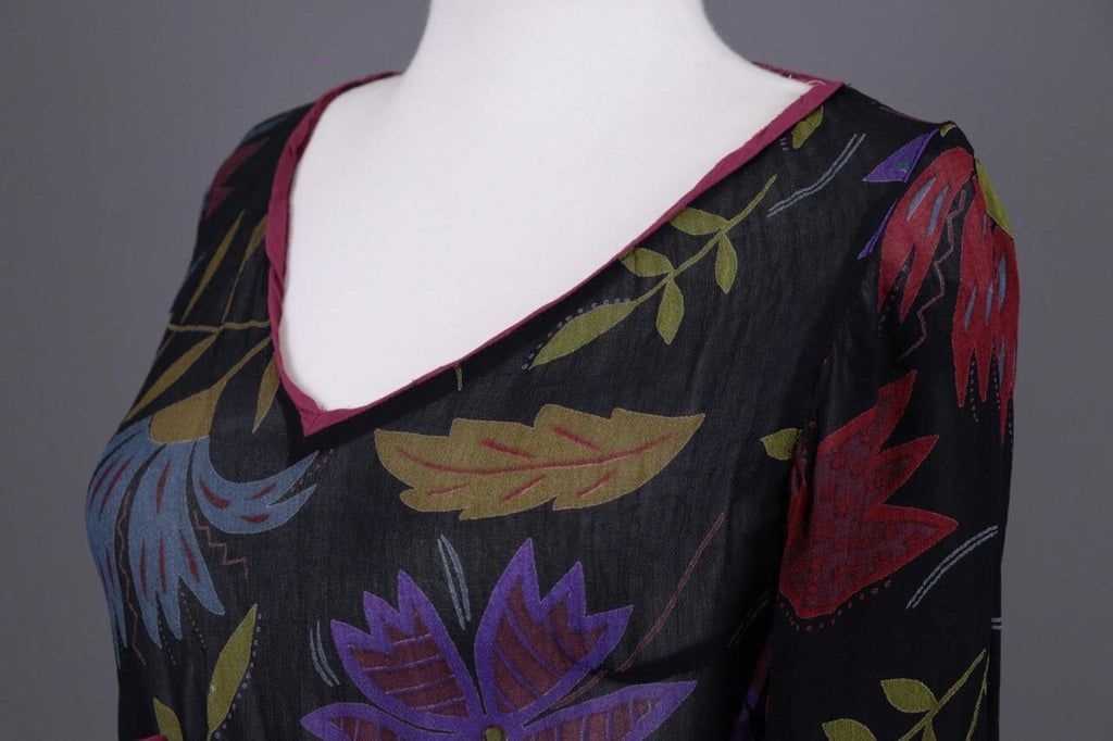 GUDRUN SJODEN Floral Mesh Drawstring Long Sleeve Shift Midi Dress – Size S