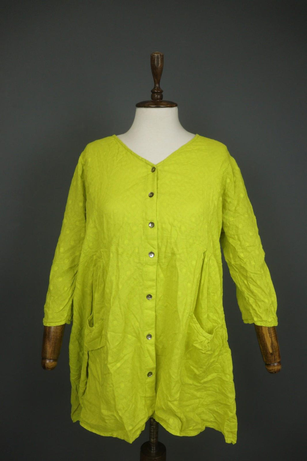 GUDRUN SJODEN Lemon Regular Fit Long Sleeve Button Front Shirt Dress – Size M