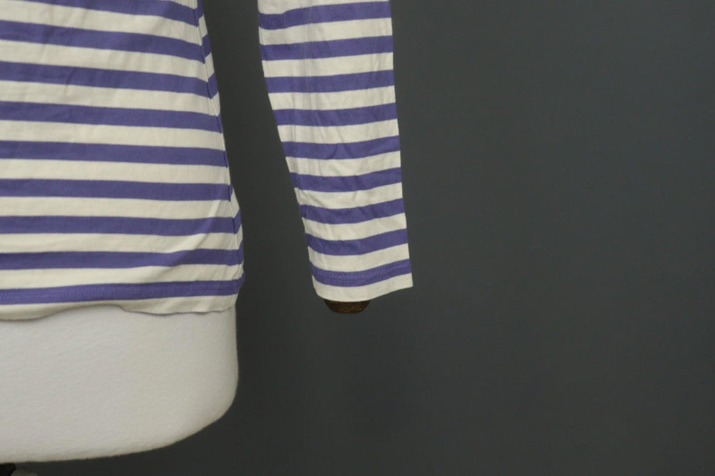 GUDRUN SJODEN Purple White Striped Cotton Crew Neck Pullover Shirt Top – Size XS