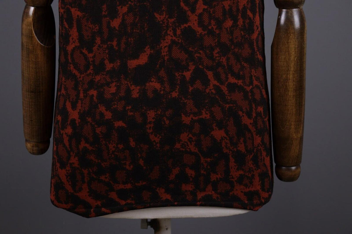 WOLFORD Red Snake Print Merino Wool Turtleneck Sleeveless Top Shirt – Size L