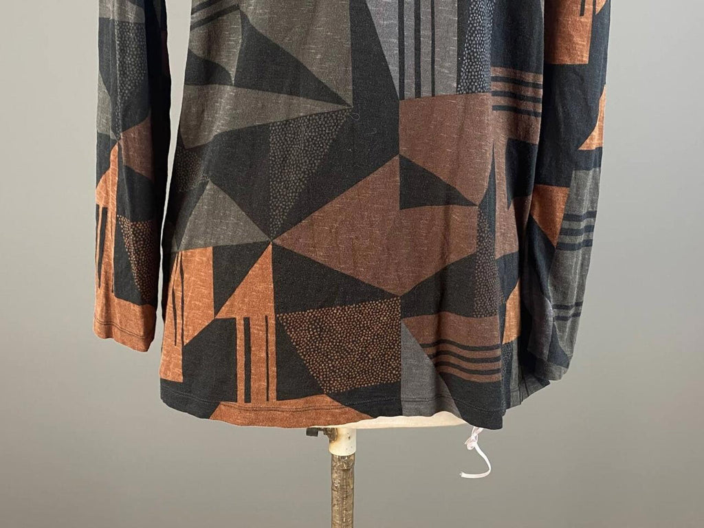 GUDRUN SJODEN Multicolor Abstract Geometric Long Sleeve Wrap Tunic Shirt – Size M
