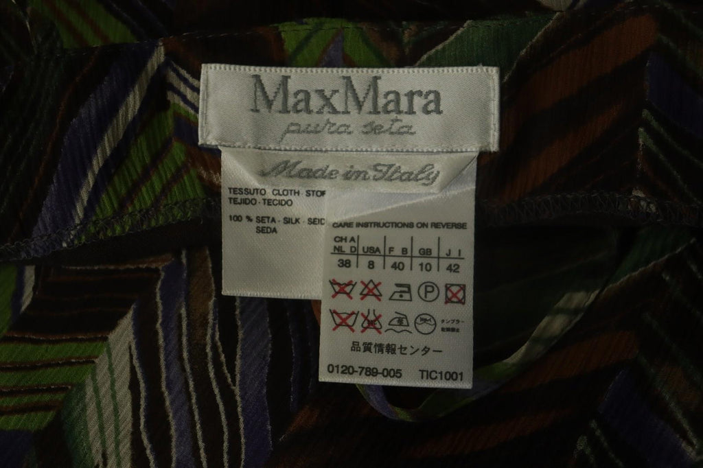 MAX MARA Multicolor Geometric Silk Halter Neck Sleeveless Midi Dress – Size 40
