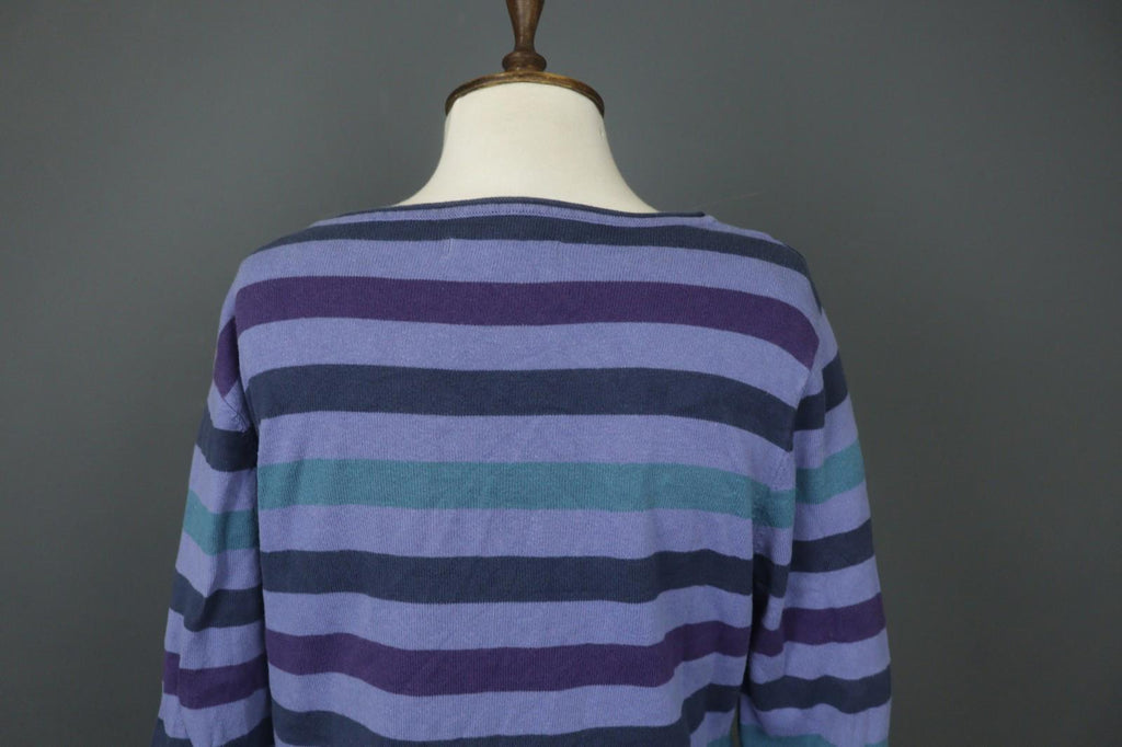GUDRUN SJODEN Multi Striped 100% Cotton Long Sleeve Round Neck Mini Dress – Size M