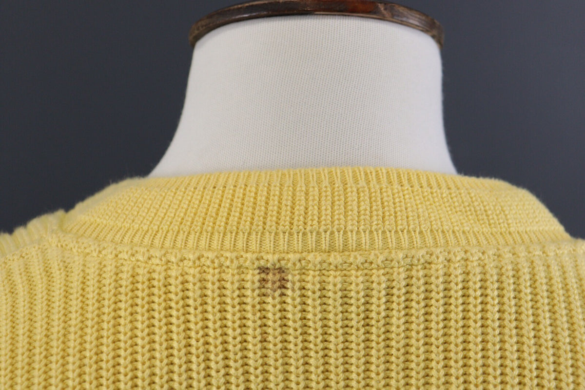 Carlo Colucci Yellow Knit Ribbed V-Neck Wool Sweater – Size L-XL US 44 EU 554