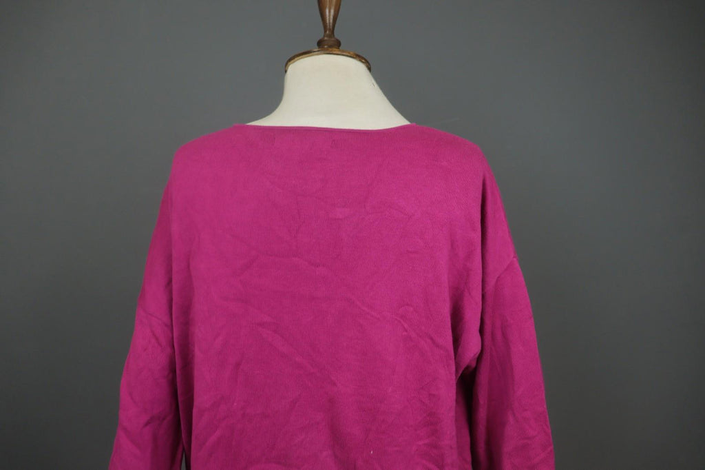 GUDRUN SJODEN Pink 100% Cotton Tight Knit Round Neck Pullover Sweater – Size L