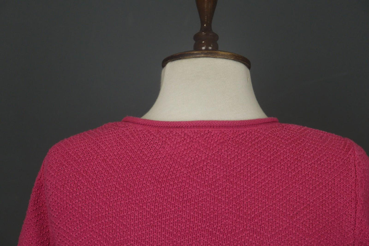 GUDRUN SJODEN Pink Cotton Knitted Long Sleeve Round Neck Pullover Sweater – Size S