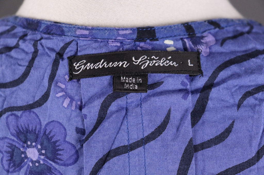 Gudrun Sjode Blue Floral Print Textured Liquid Buttoned Cardigan – Size L