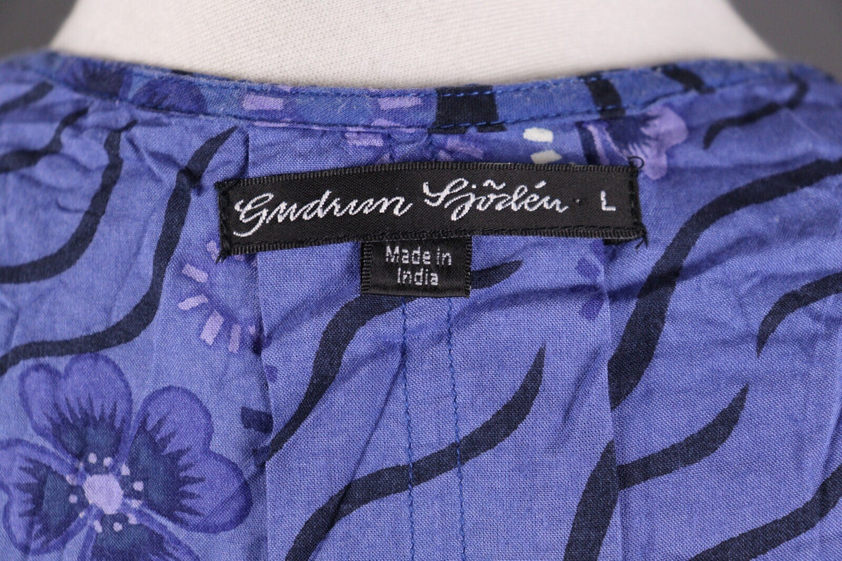 Gudrun Sjode Blue Floral Print Textured Liquid Buttoned Cardigan – Size L