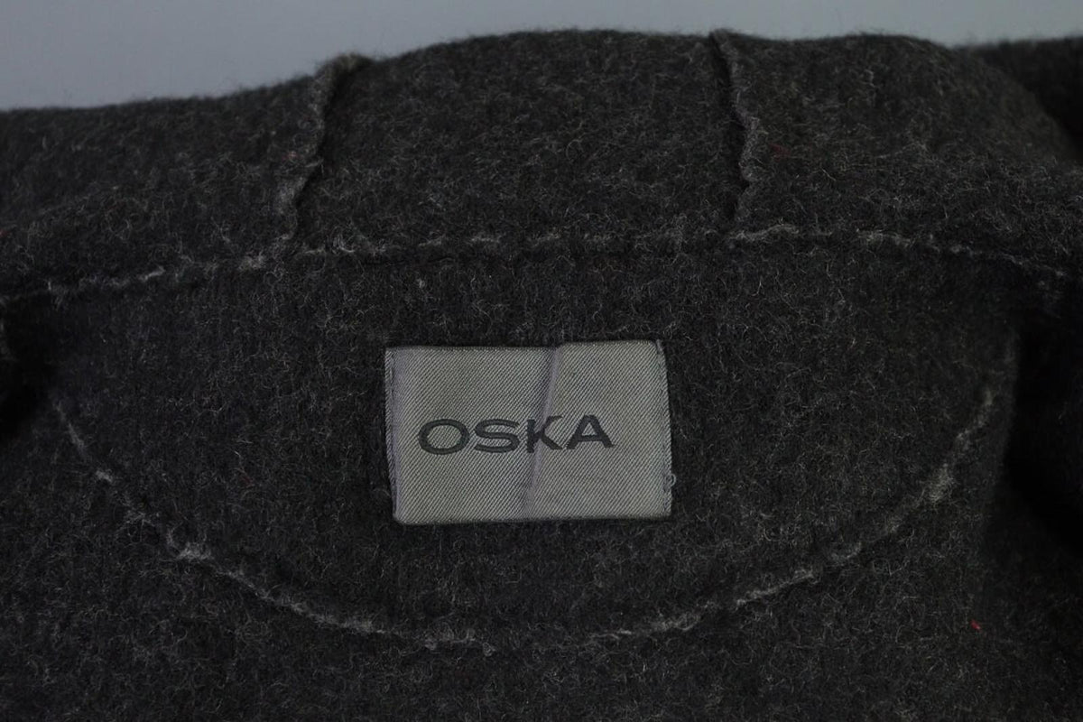 OSKA Gray Plaid Full Zip Hooded Wool Lagenlook Jacket – Size 2