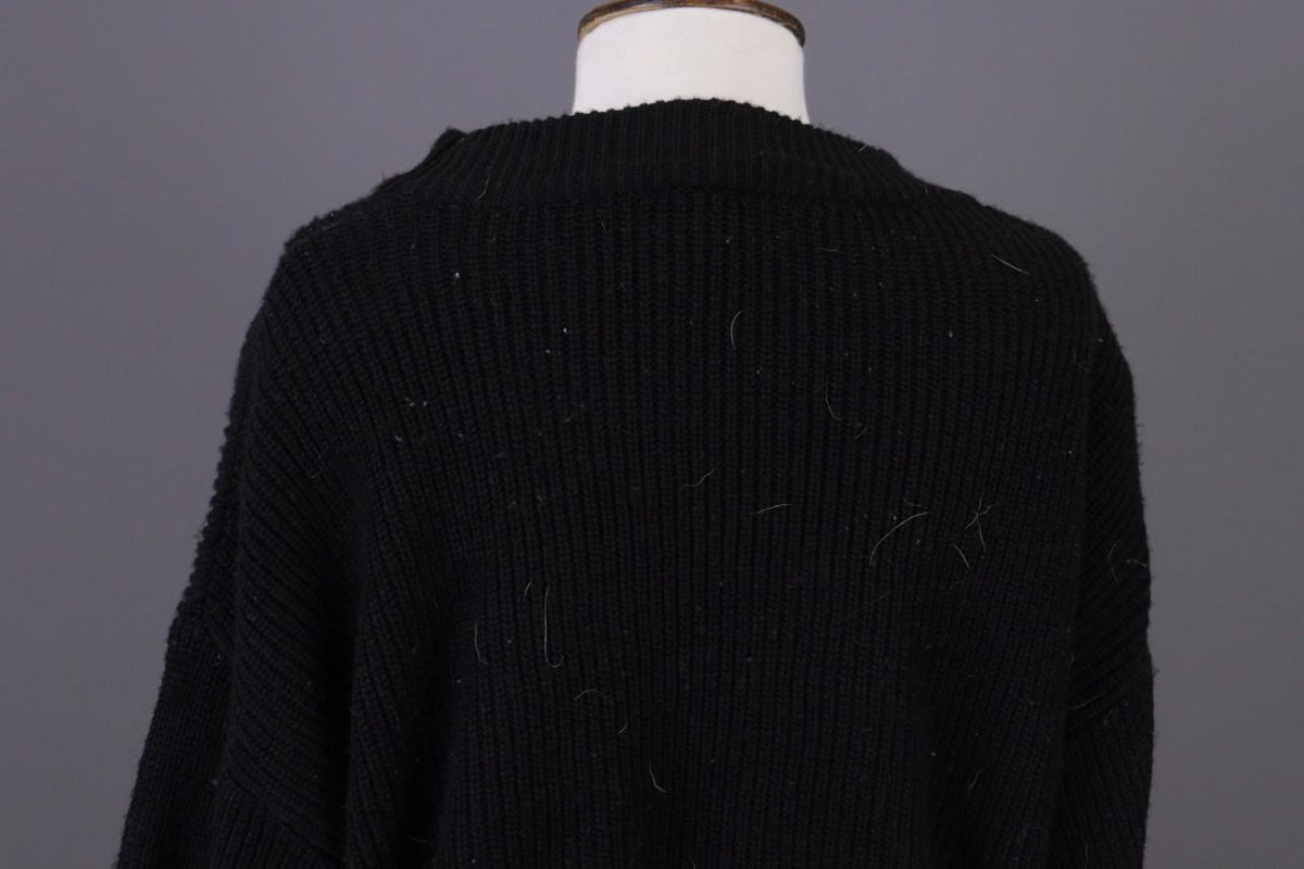 RUNDHOLZ Black Tight Knitted Crew Neck Long Sleeve Pullover Sweater – Size M