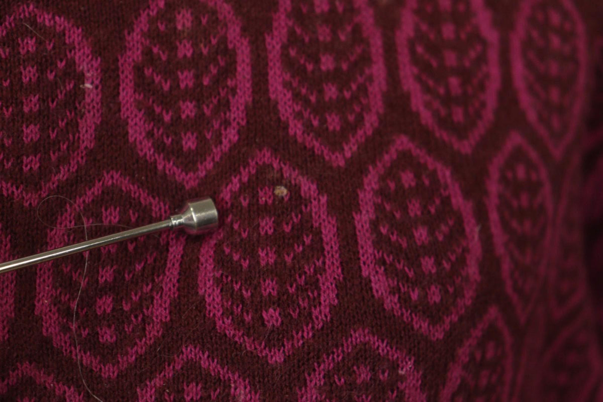 GUDRUN SJÖDEN Burgundy Geo Print Long Sleeve Button Front Cardigan Sweater Sz M