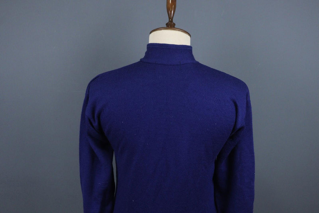 DEVOLD Blue Wool Long Sleeve High Neck Full Zip Sweater – Size S