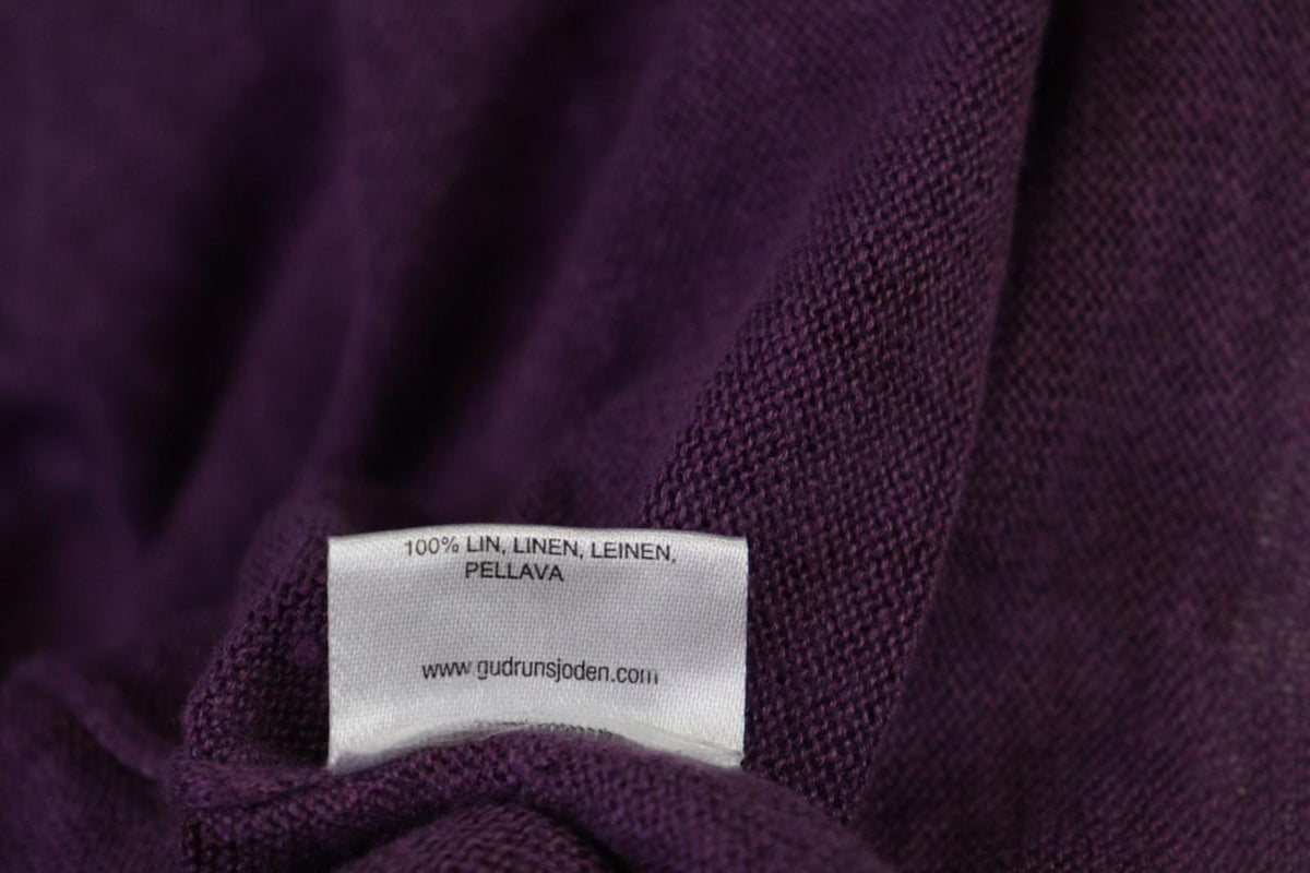 GUDRUN SJODEN Purple 100%Linen Round Neck Short Sleeve Sweater Dress – Size S