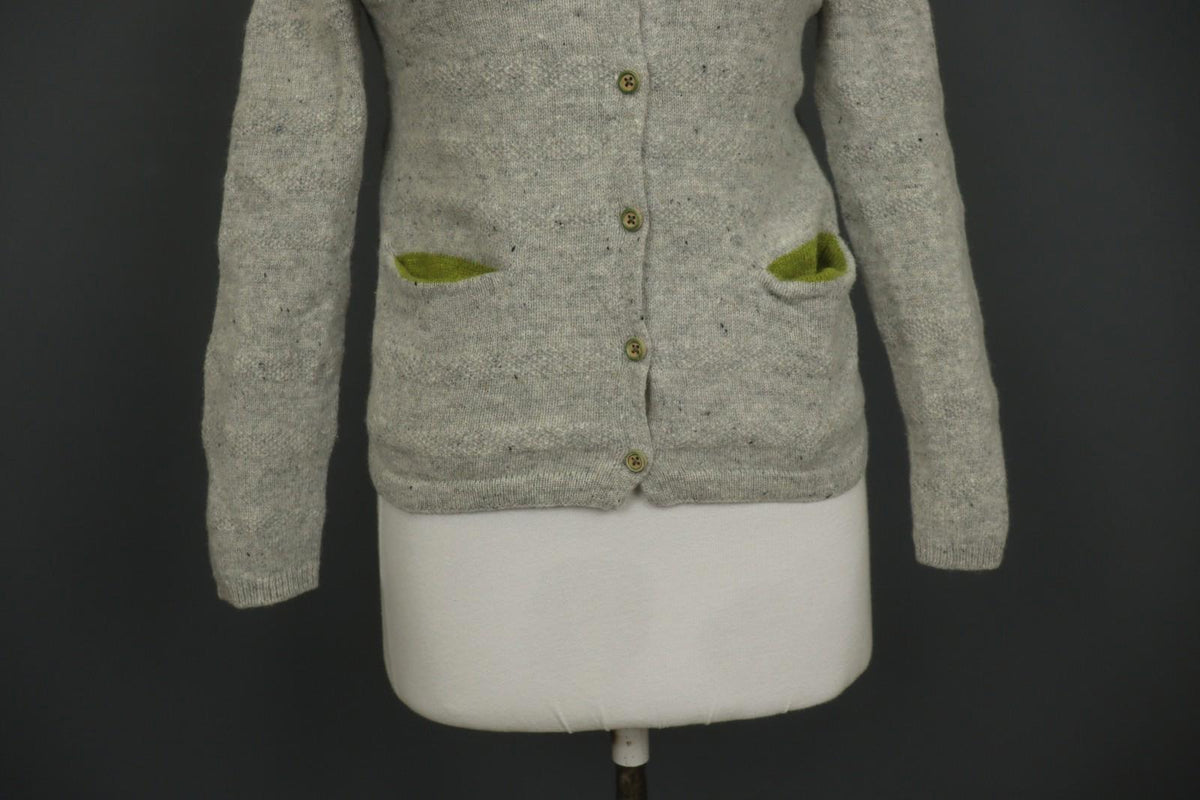 GUDRUN SJODEN Gray Crew Neck Raglan Sleeve Button Front Cardigan Sweater – Size S
