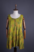 GUDRUN SJODEN Green Floral Button Down Lagenlook Sleeveless Blouson Dress – Size L
