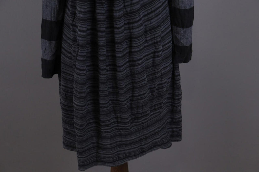 OSKA Gray Striped A-Line Cowl Neck Long Sleeve Short Dress – Size 2