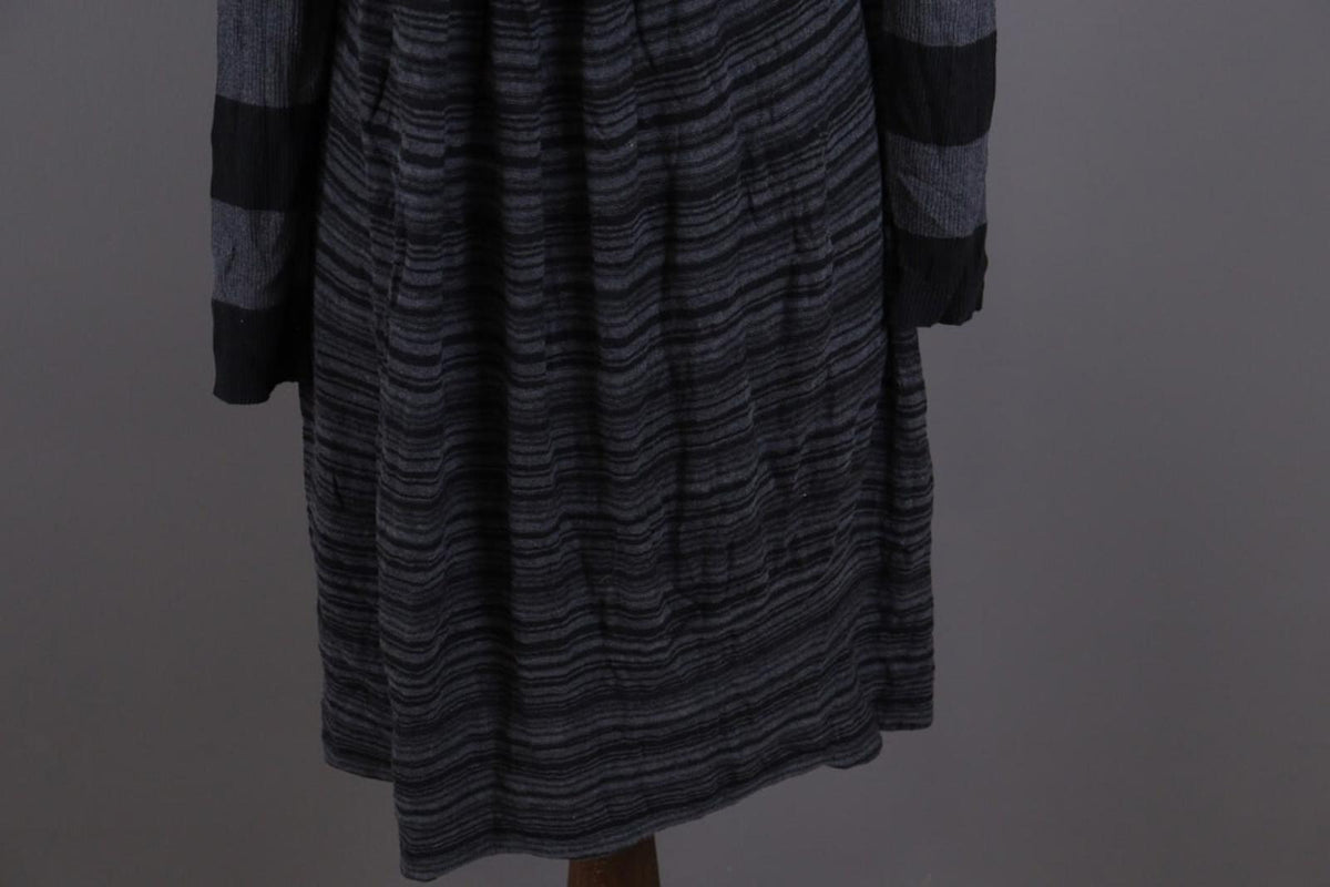 OSKA Gray Striped A-Line Cowl Neck Long Sleeve Short Dress – Size 2