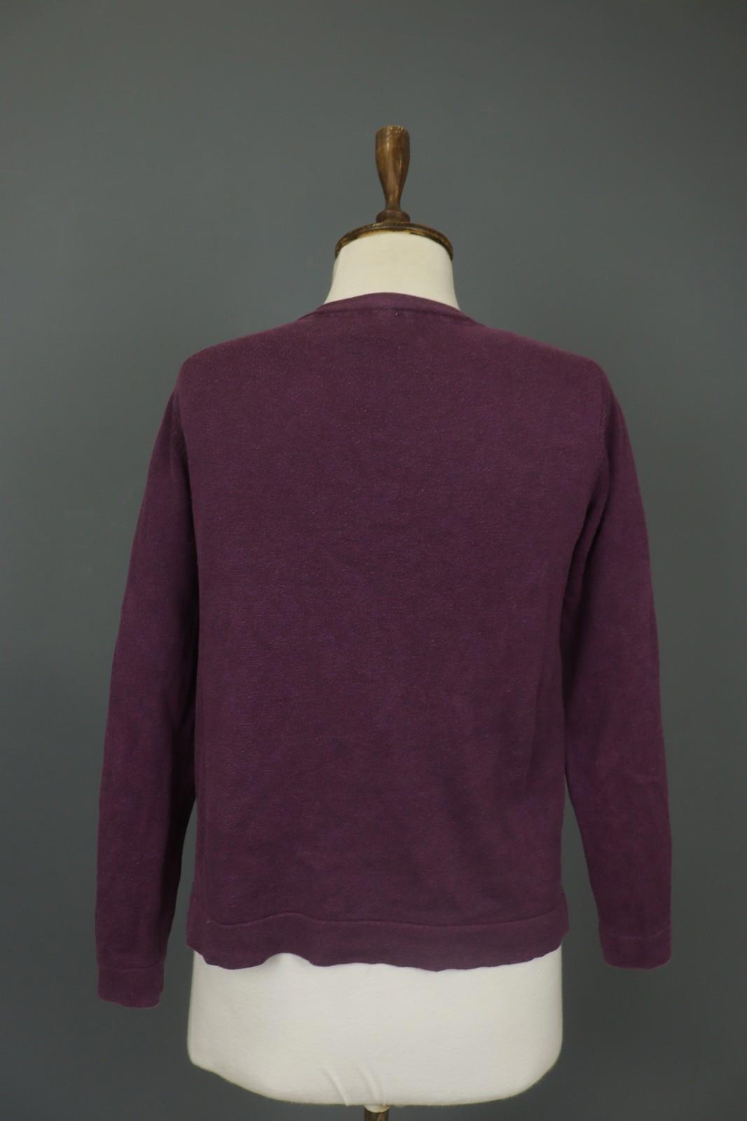 GUDRUN SJODEN Burgundy Cotton Knitted Raglan Sleeve Button Front Cardigan – Size S