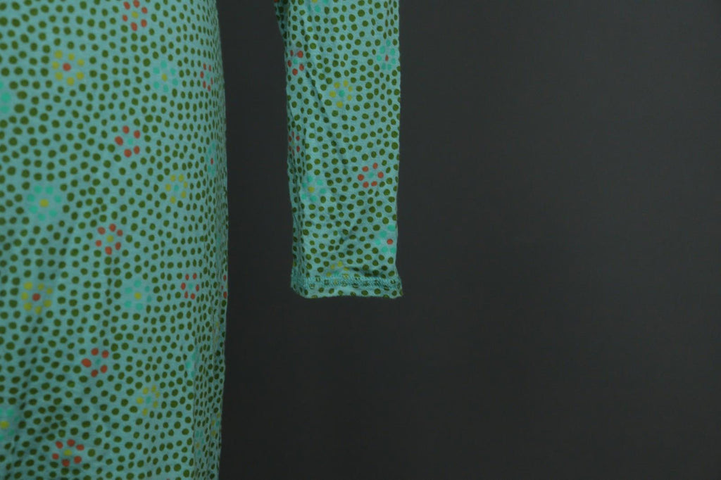 GUDRUN SJODEN Green Polka Dot V-Neck Long Sleeve Pullover Sheath Dress – Size M